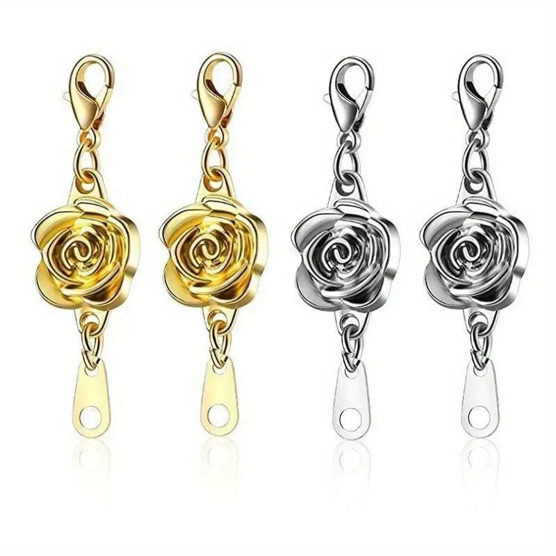 4pcs Rose Magnetic Clasp Set – DIY Necklace Jewelry Buckle Jewelry Magnetic Clasp Babs
