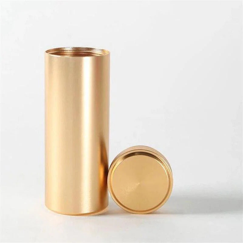 Aluminum Travel Tea Jar – Airtight Sealed Mini Storage Caddy Tea Storage Container Babs Gold