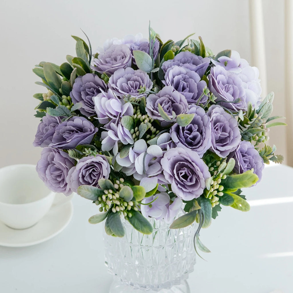 Artificial Silk Rose & Hydrangea Bouquet | Wedding & Home Décor Artificial Flower Bouquet Babs
