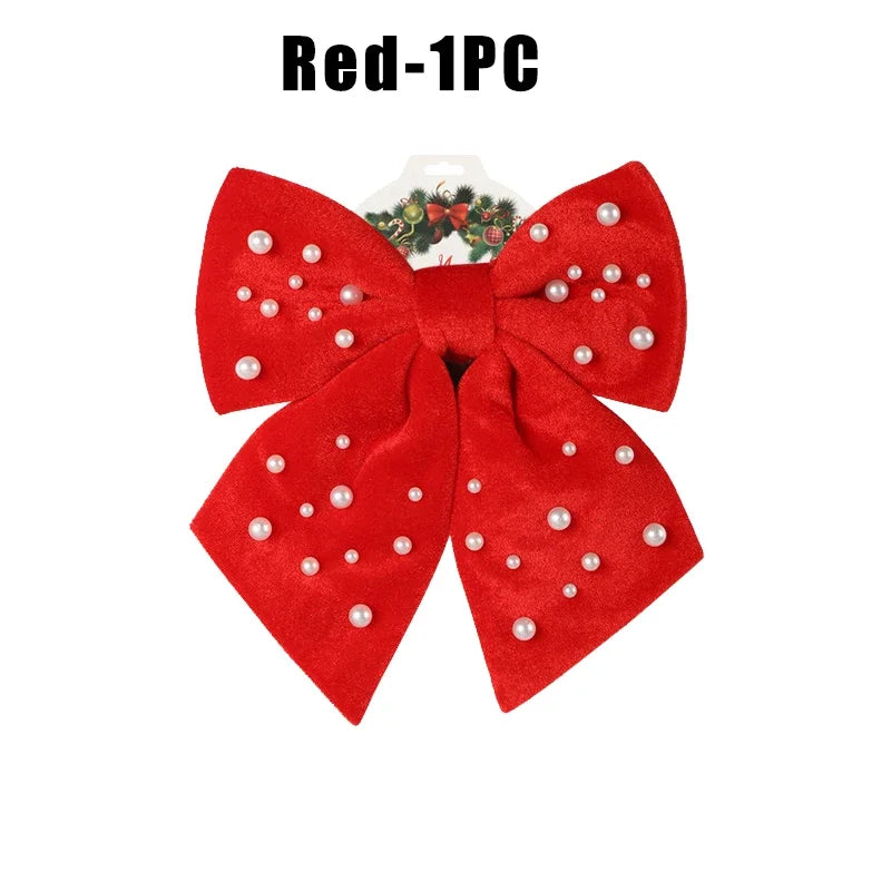 Handmade Red Fabric Christmas Bow Ornament – Tree & Wreath Decor Christmas Bow Ornament Babs Red 1PC 20x25cm