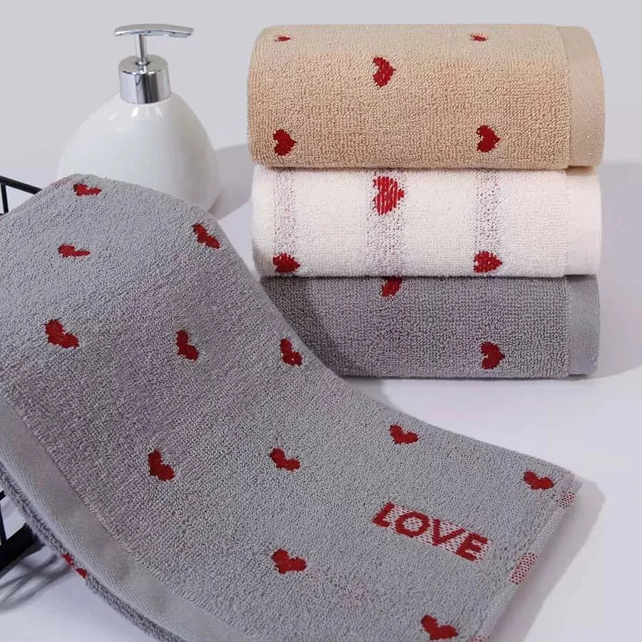 Quick-Dry Cotton Face Towels with Heart Pattern | Babs Cotton Face Towel Babs