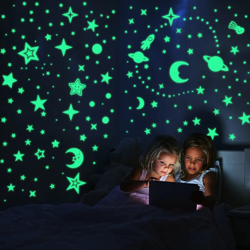 Glow in the Dark 3D Star & Dot Wall Stickers for Kids Room Wall Decal Stickers Babs