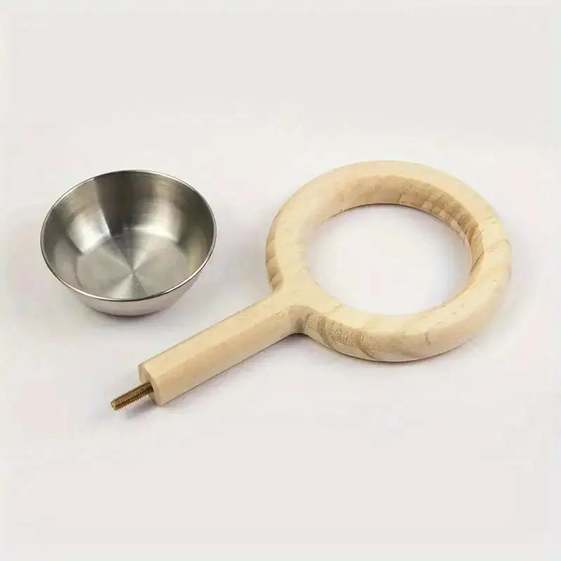 Parrot Stainless Steel Food Bowl & Claw Grinding Stand Pole Bird Feeder Bowl Babs 1pc
