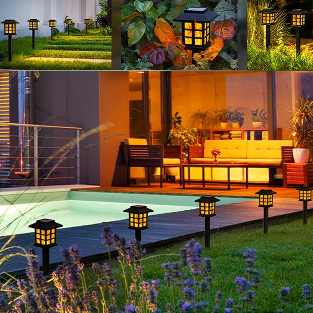 Solar Flame Torch Lights 10 LED Flickering Outdoor Garden Lamp Solar Garden Torch Babs
