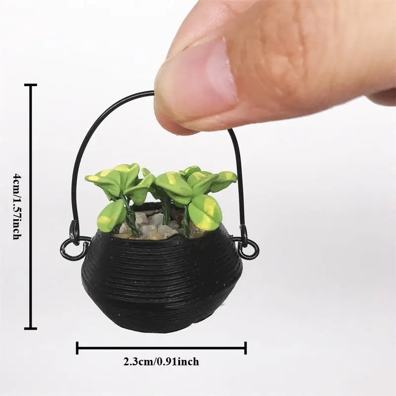 Miniature Dollhouse Hanging Flower Pot – Simulation Plant Ornament Miniature Ornament Babs