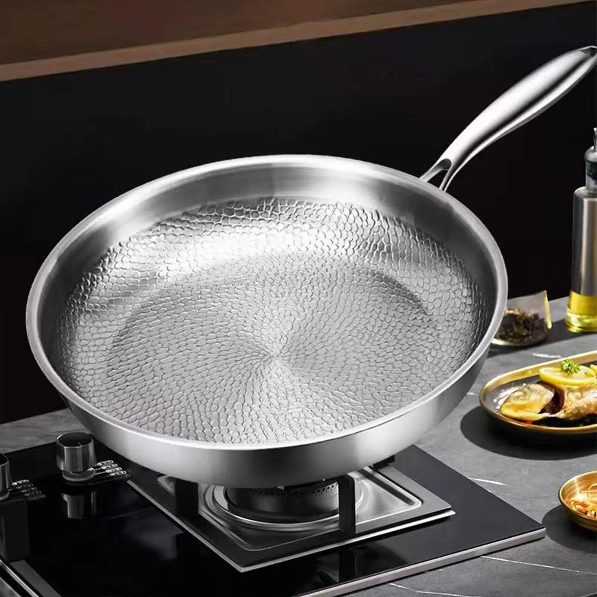 Titanium Non-Stick Frying Pan with Glass Lid – 26/28/30cm Titanium Frying Pan Babs