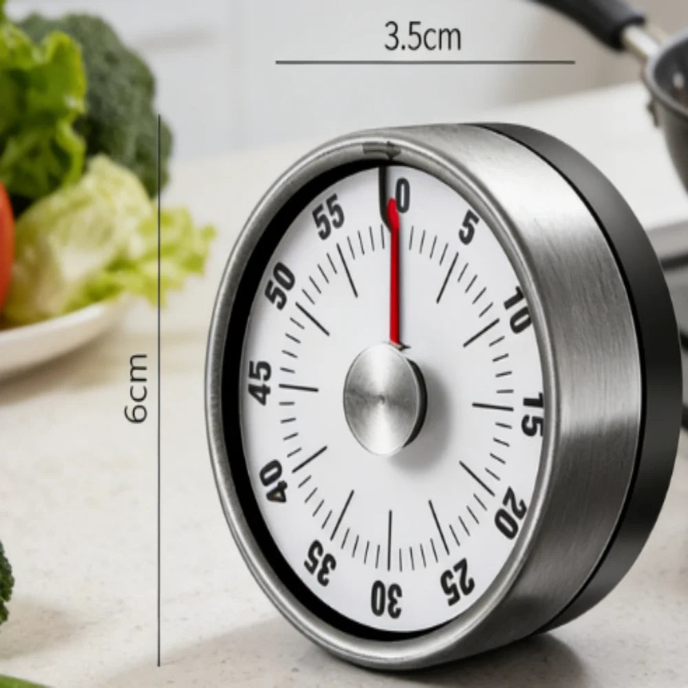 Mechanical Countdown Timer 60-Min – Magnetic, No Battery, Black Mechanical Kitchen Timer Babs