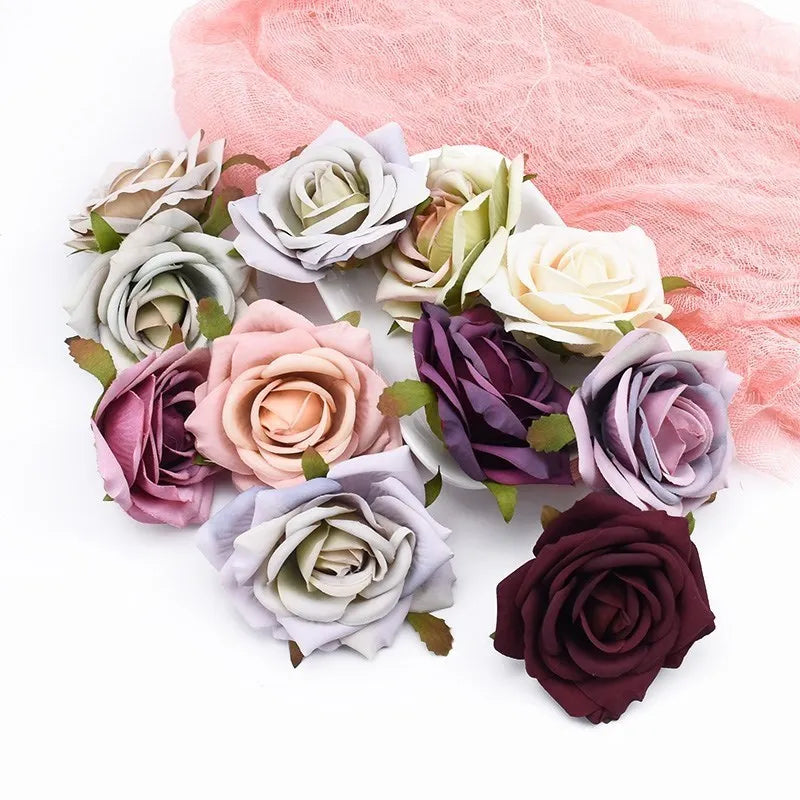 5/10pcs 8cm European Silk Rose Heads – Artificial Wedding Flowers Artificial Flower Heads Babs