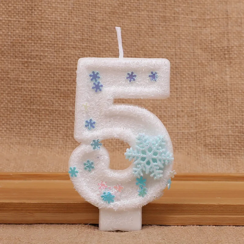 Glitter Snowflake Number Candles 0-9 Birthday Cake Topper Birthday Cake Candles Babs 5