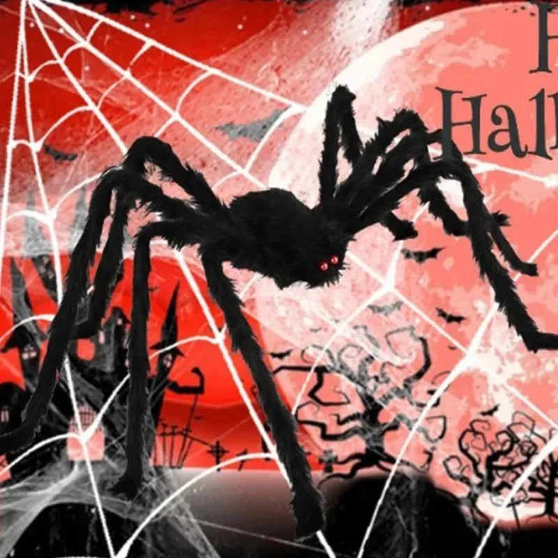 Giant Fluffy Halloween Spider Plush Prop – Haunted House Decor Halloween Spider Prop Babs