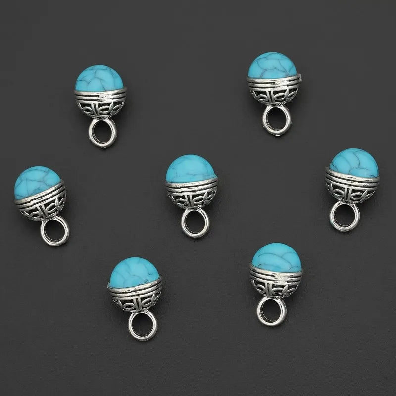 4pcs Vintage Blue Turquoise Hollowed-Out Pendant Set | DIY Jewelry Pendant Set Babs