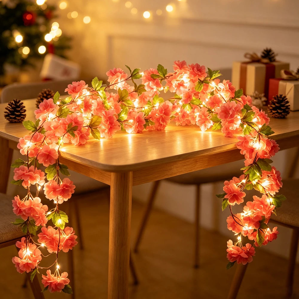 Cherry Blossom Vine LED Garland – Sakura Wedding Arch Decor Artificial Flower Garland Babs