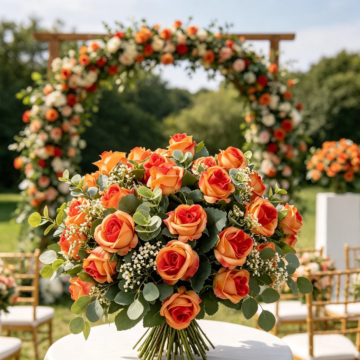 Silk Rose Artificial Flower Bouquet – Wedding & Home Décor Artificial Flower Bouquet Babs