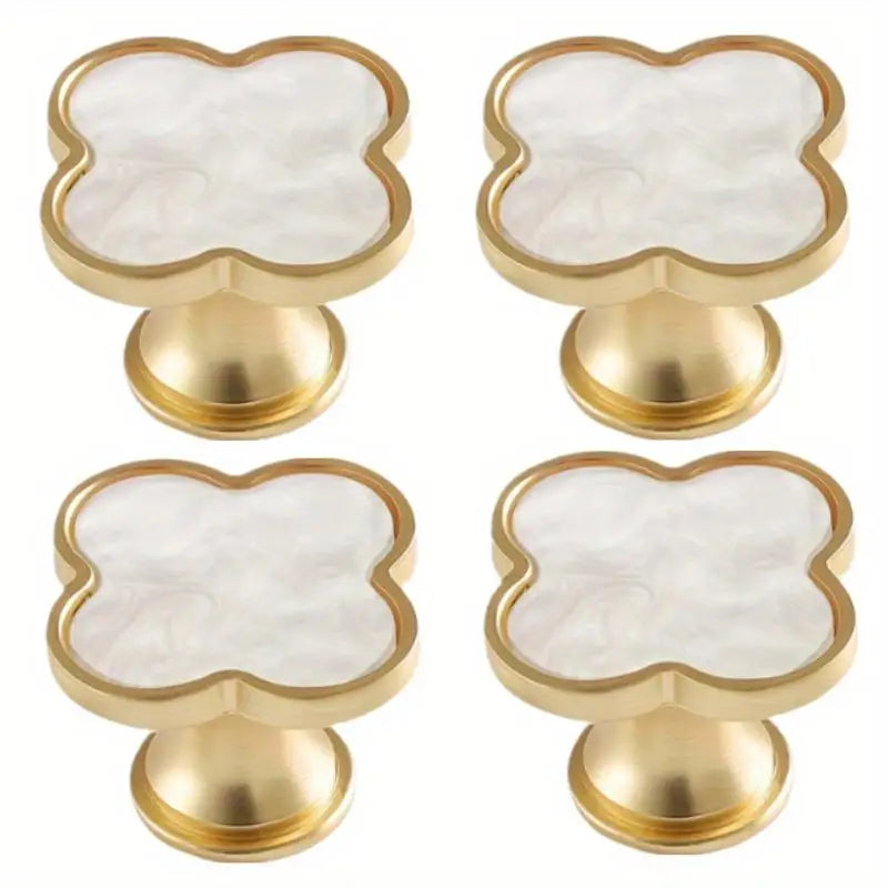 4-Pack Four Leaf Clover Cabinet Drawer Pull Handles – Zinc Alloy Cabinet Drawer Pulls Babs 4pcs