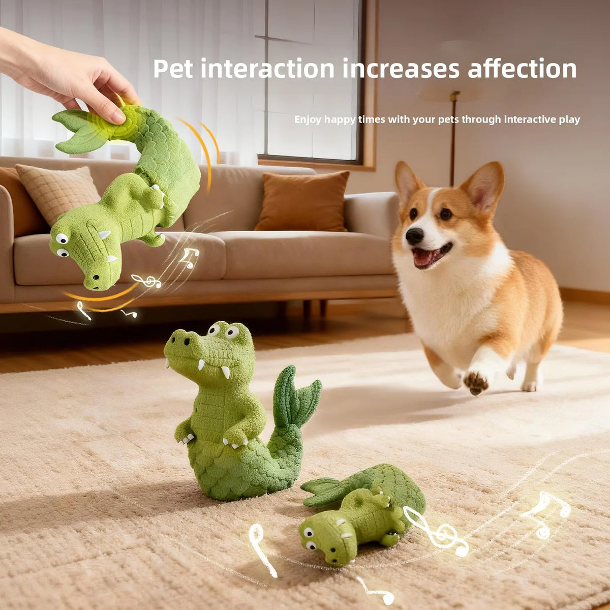 Green Alligator Tail Latex Squeaky Chew Toy for Dogs Dog Chew Toy Babs