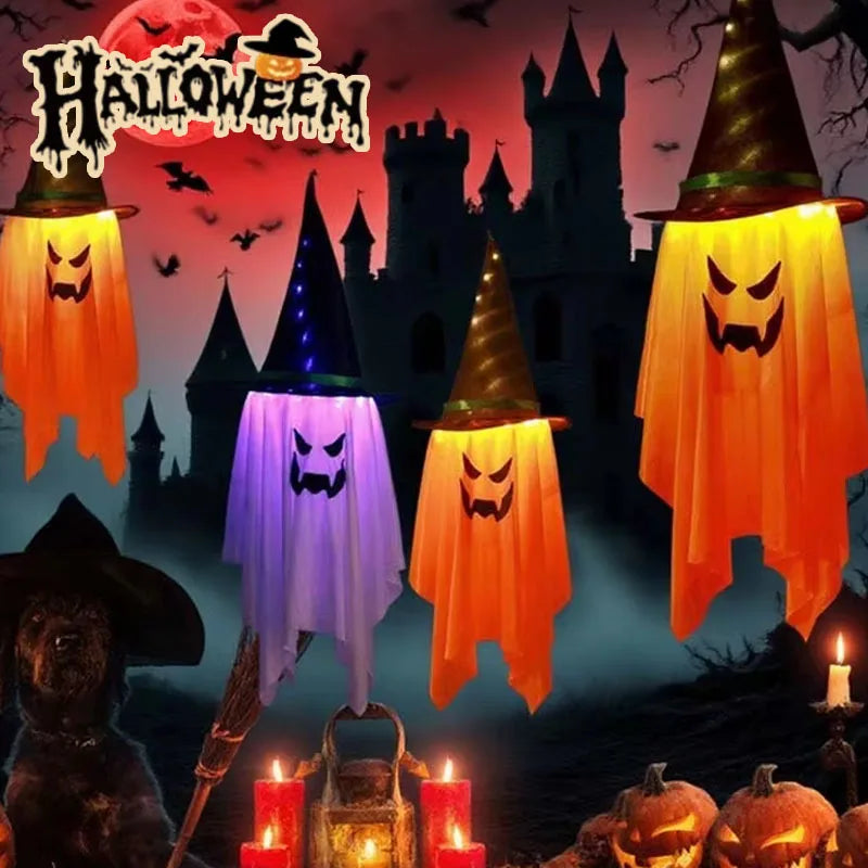 Halloween Glowing Witch Hat Hanging Decor | LED 1/2 Pack Halloween Hanging Decor Babs