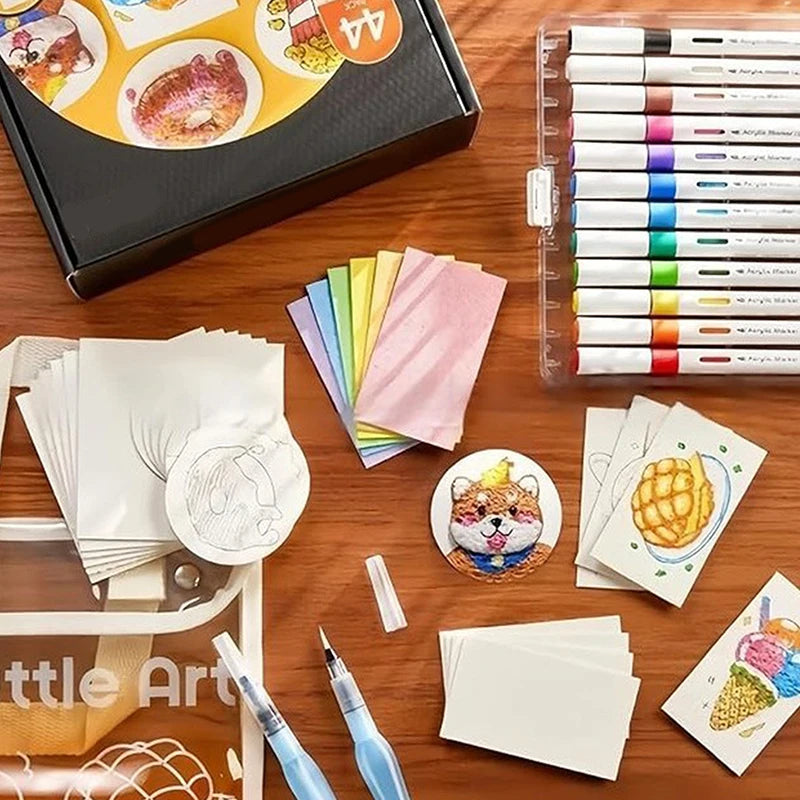 DIY Bubble Texture Painting Kit – 12 Markers & 10 Foam Papers Kids Art Craft Kit Babs