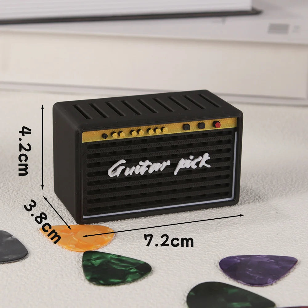 Guitar Pick Storage Box + 5 Picks – Retro Speaker Organizer Guitar Pick Organizer Babs A 0.96mm