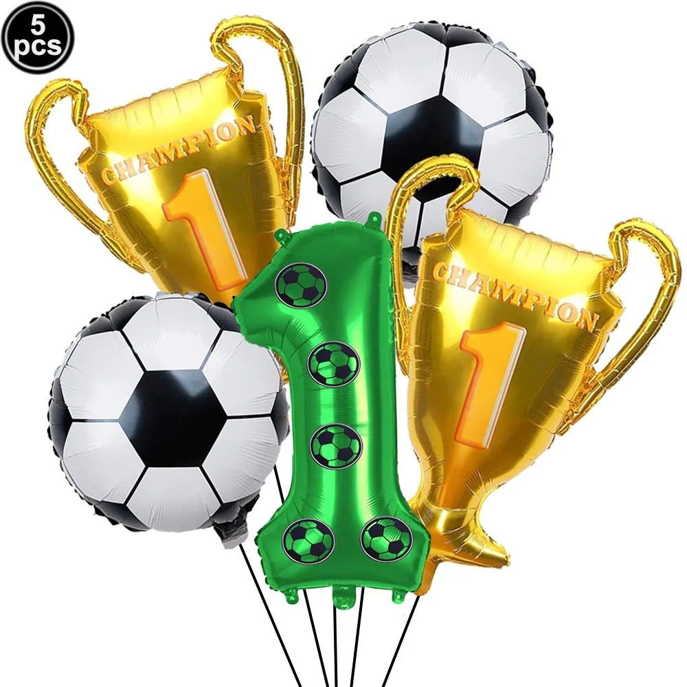 32" Soccer Football Foil Balloons Set – Birthday Party Decor Party Foil Balloons Babs Emerald As pictures show