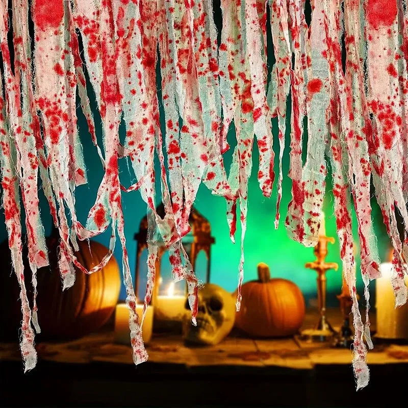 Bloody Gauze Strip Roll & Caution Tape – Halloween Decor Prop Halloween Decoration Babs