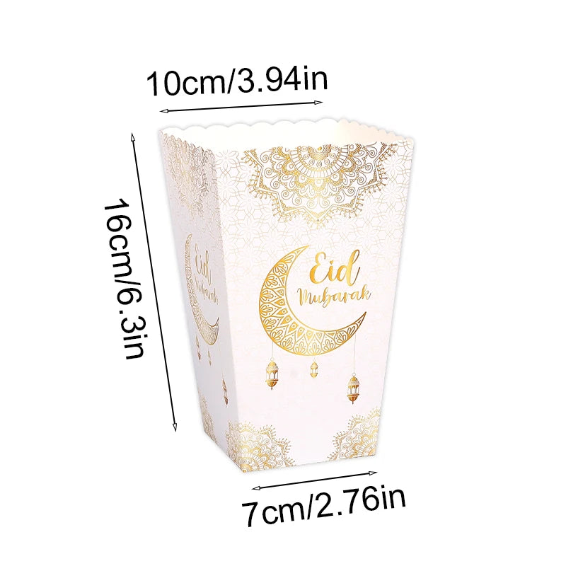 6pcs Eid Mubarak Candy & Popcorn Gift Boxes – Ramadan Party Party Gift Boxes Babs