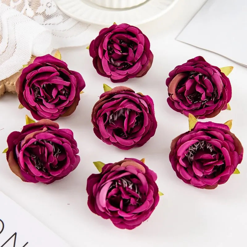 Silk Rose Artificial Flower Heads – Wedding & Home Décor Artificial Silk Flowers Babs Burgundy 10 pieces