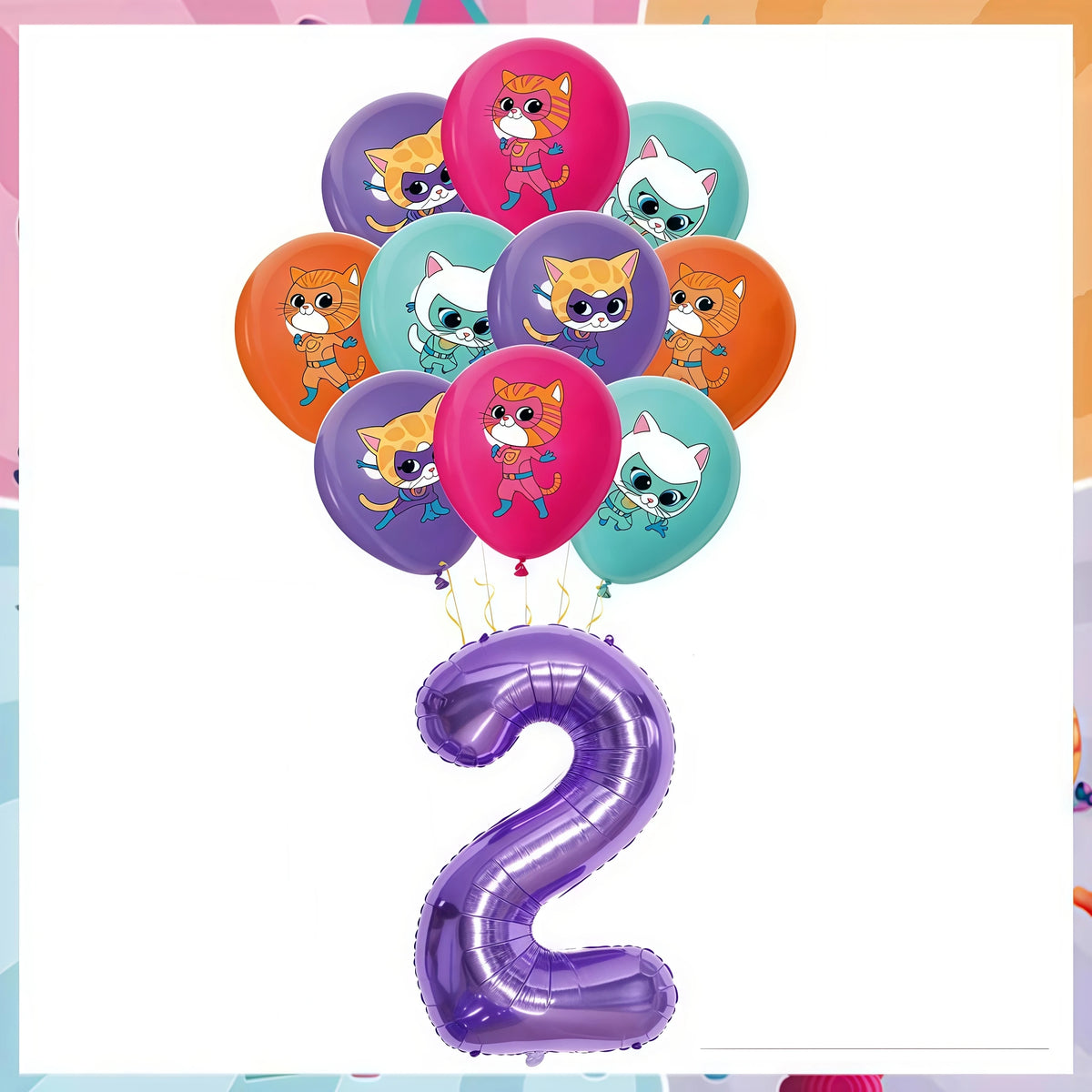 Cat Kitty Birthday Party Supplies – Plates, Cups & Balloons Set