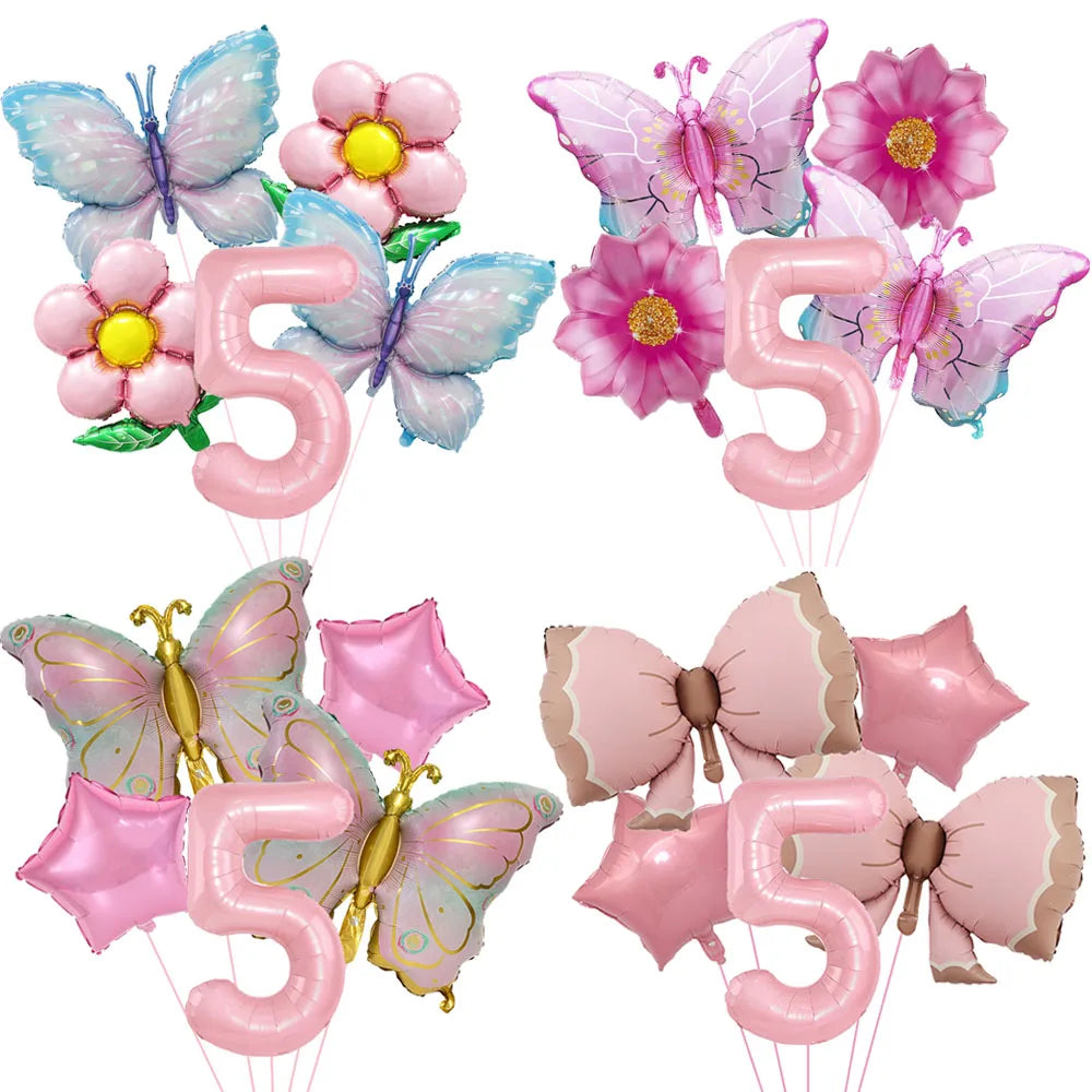 Pink Butterfly Foil Balloons – 5th Birthday & Party Décor Party Foil Balloons Babs