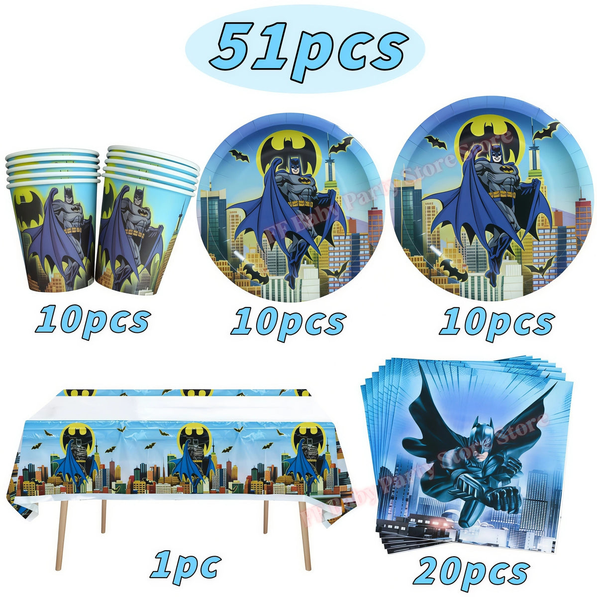 Bat Superhero Birthday Party Kit – Tableware, Balloons & Decor