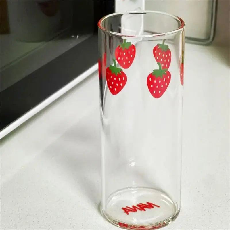 Strawberry Glass Cup – Heat Resistant Drinking Mug Drinking Glass Babs 1PC 301-400ml