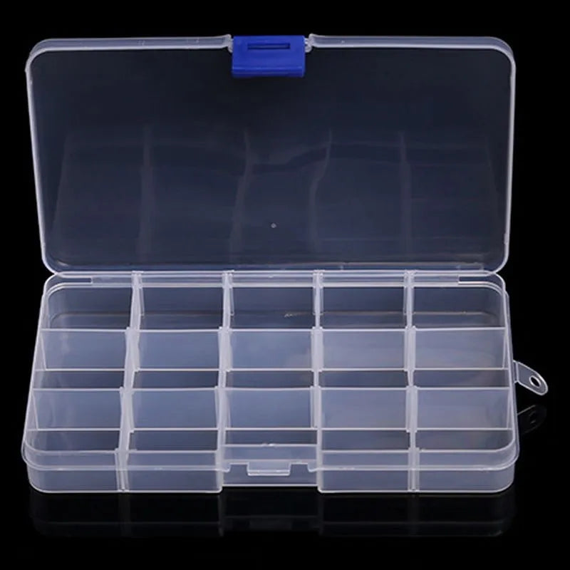 Transparent Plastic Jewelry Organizer Box – 10 to 36 Grids Jewelry Storage Box Babs 15 Compartment