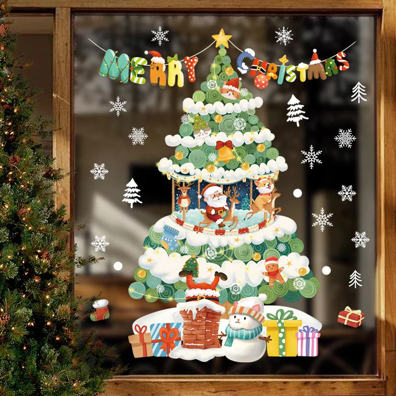 Christmas Window Stickers – Santa, Snowflake & Xmas Tree Decals Holiday Wall Decals Babs