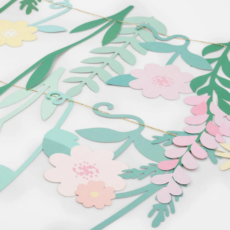 Floral Leaf Garland Paper Banner – Birthday Party Decoration Party Garland Banner Babs