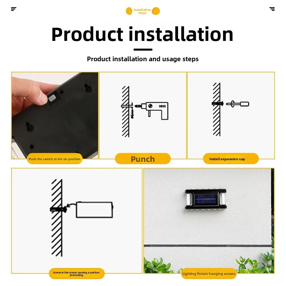 Solar Outdoor Wall Light – Rainproof Garden Landscape Lamp Solar Wall Light Babs