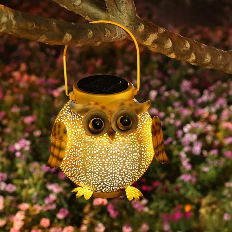 Solar Owl Garden Stake Light – Iron Hollow Projection Lamp Solar Garden Stake Light Babs Owl 1PC