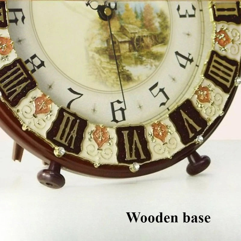 Retro Wooden Table Clock – Silent Quartz Desk Clock 30cm Wooden Desk Clock Babs