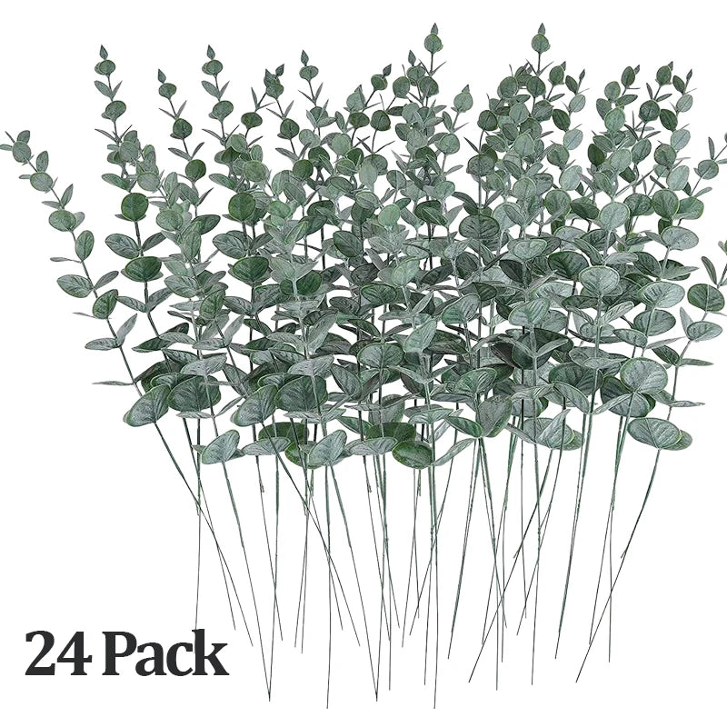 Artificial Eucalyptus Stems – Real Touch Faux Greenery Branches Artificial Greenery Stems Babs 24 Pack