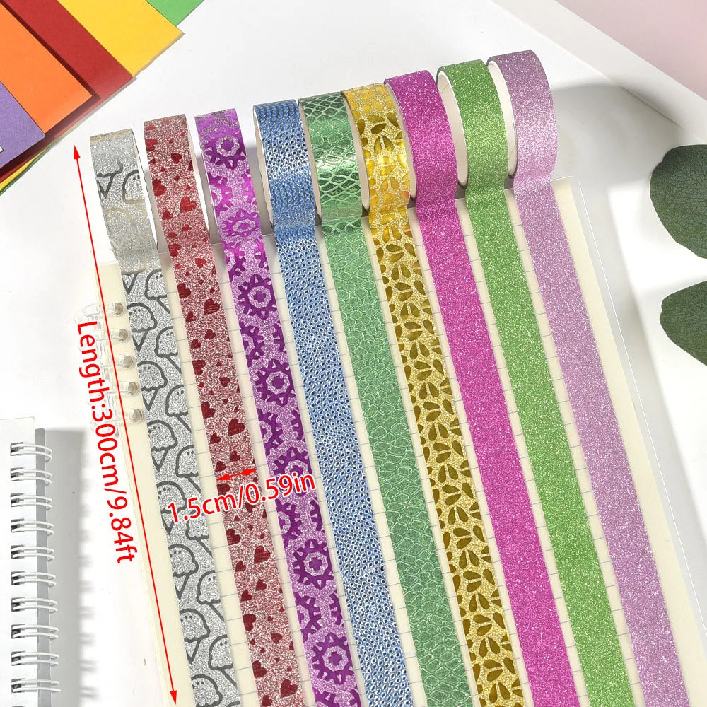 10pcs Glitter Washi Tape Set – DIY Scrapbook & Journal Craft Decorative Washi Tape Babs