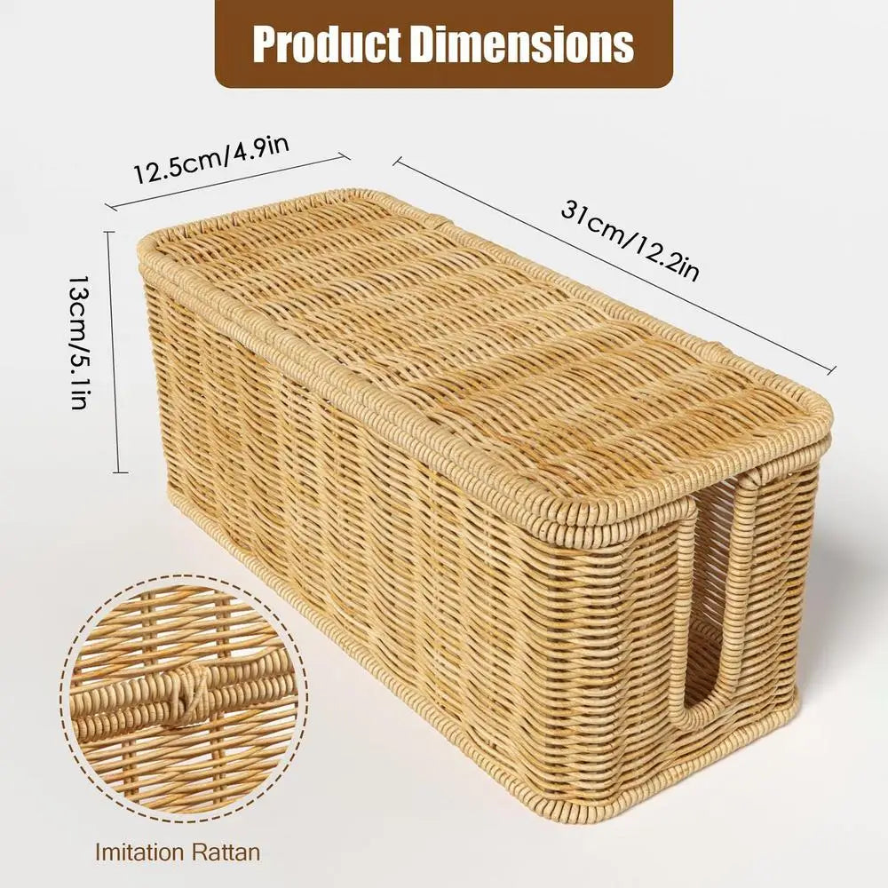 Handmade Rattan Cable Management Box | 2-Slot Cord Organizer Cable Management Box Babs medium yellow