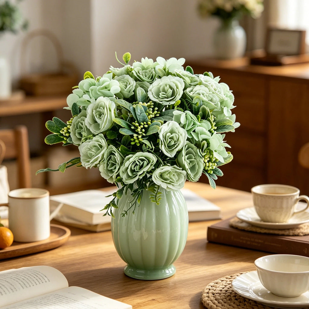 Silk Rose Hydrangea Artificial Flower Bouquet – Wedding & Home Artificial Flower Bouquet Babs