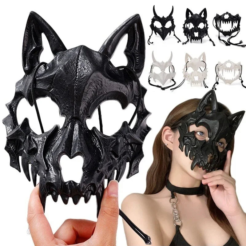 Halloween Skull Half Face Mask – Cosplay & Costume Prop Costume Face Mask Babs