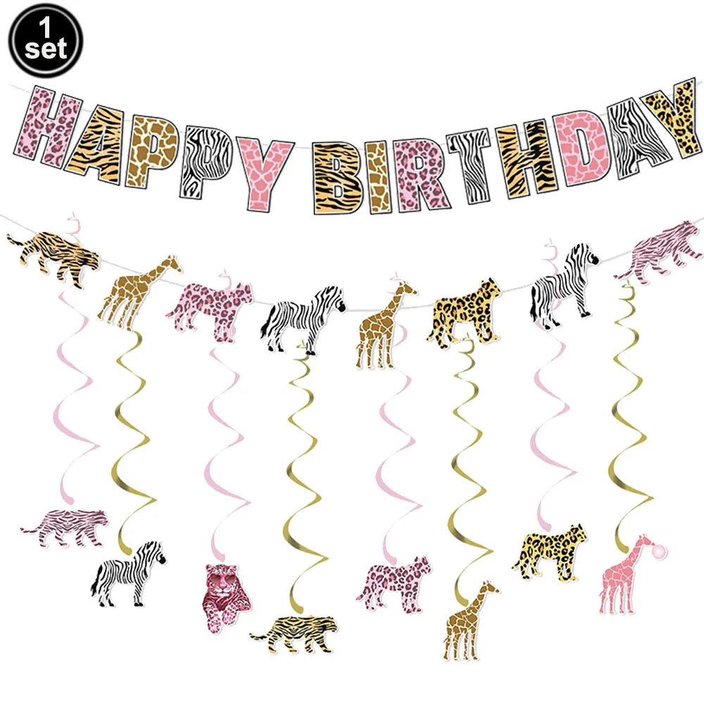 Pink Leopard Print 18th Birthday Party Decor – Balloons & Banner Party Decoration Set Babs MINT GREEN as show