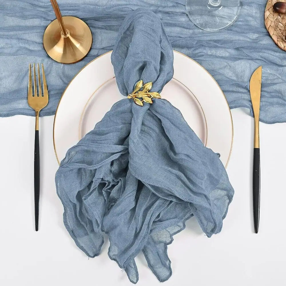 Reusable Gauze Napkins 50x50cm – Solid Color Polyester Table Linen Cloth Table Napkin Babs blue