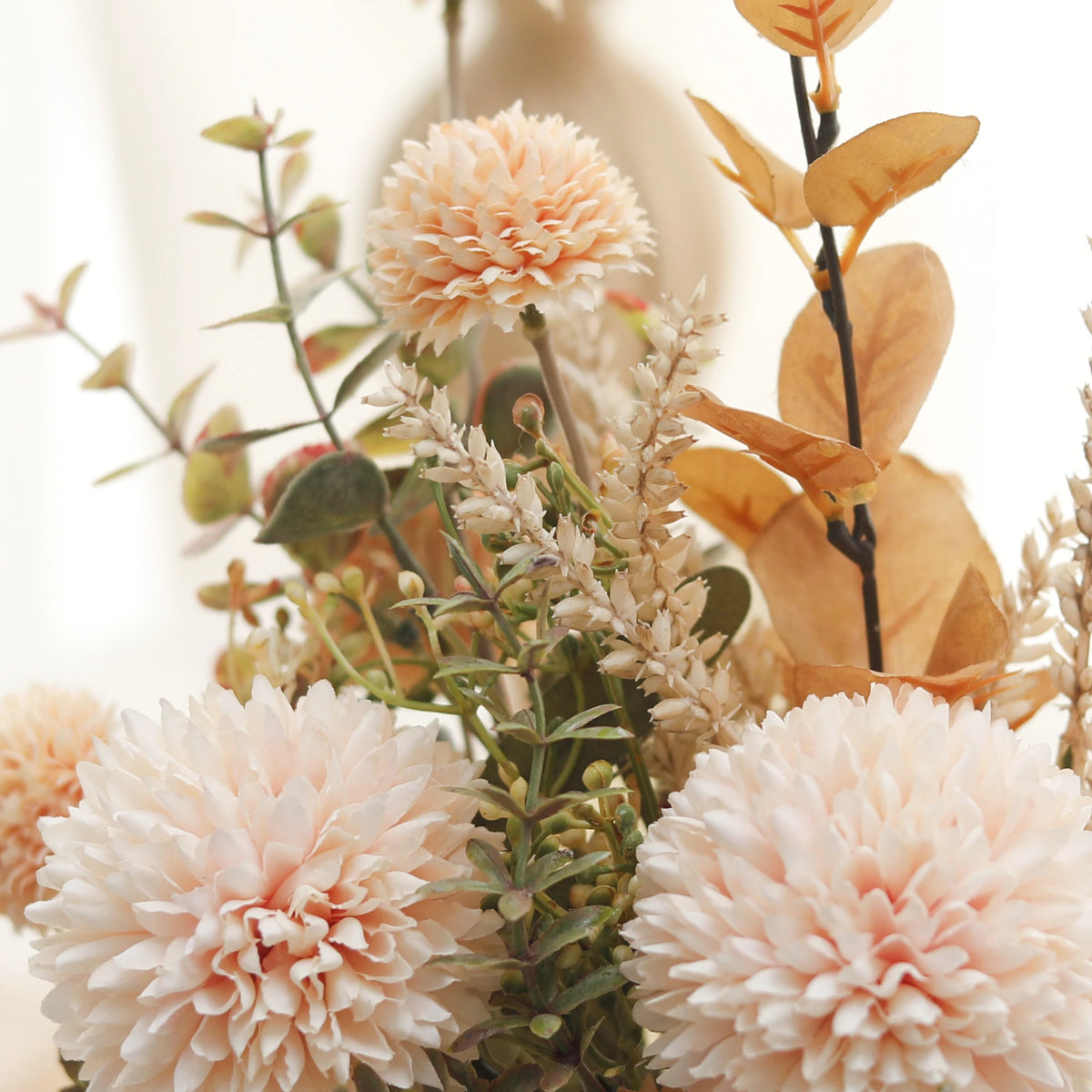 Artificial Champagne Dandelion Bouquet – Silk Home & Wedding Decor Artificial Flower Bouquet Babs