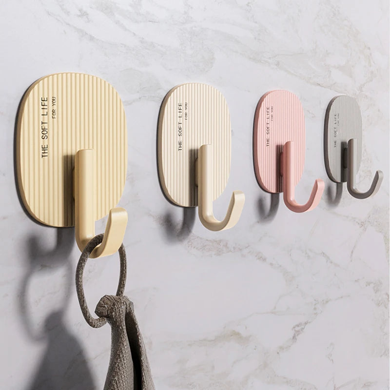 4pcs Traceless Wall Hooks – Key, Coat & Towel Hanger Set Adhesive Wall Hooks Babs