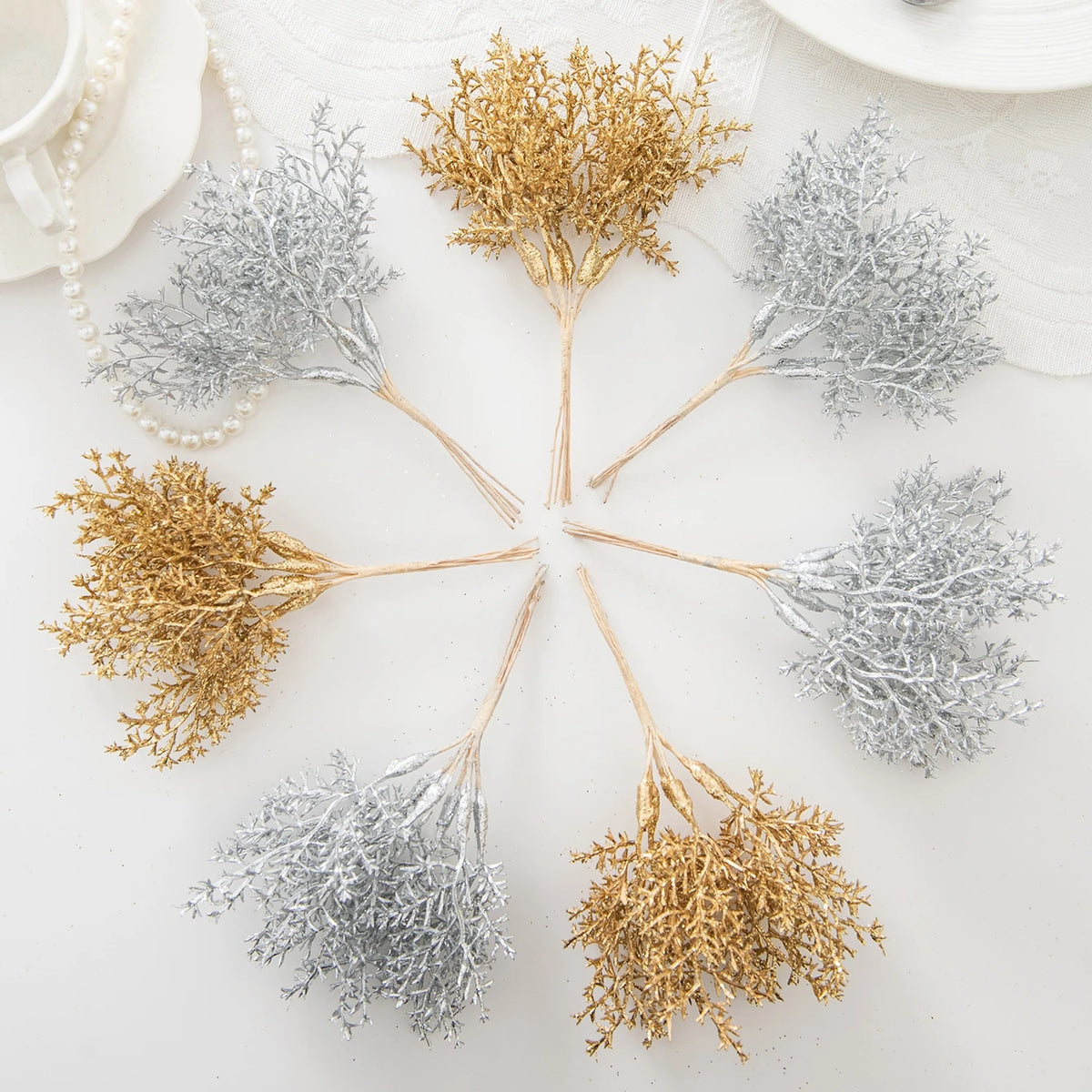 Artificial Golden Flowers – Wedding, Holiday & Home Décor (1/5pcs) Artificial Flower Decor Babs