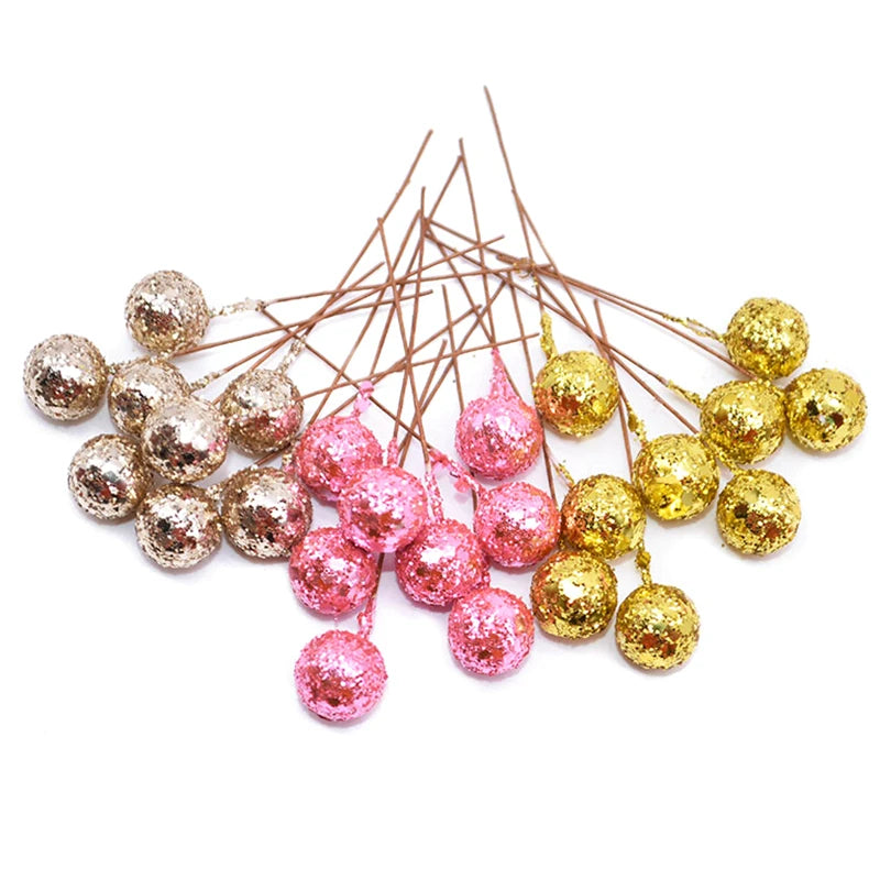 50Pcs Glitter Artificial Flower Stamens & Berries – DIY Decor Artificial Flower Stamens Babs