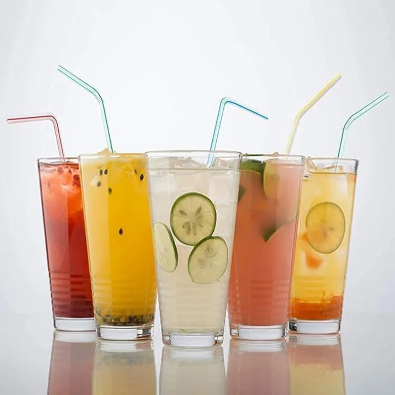 Bendable Multicolor Fluorescent Plastic Drinking Straws Disposable Drinking Straws Babs
