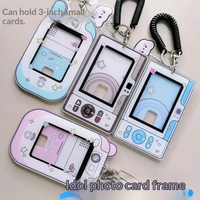 Camera-Shaped Acrylic Photocard Holder with Coil Lanyard Photocard Holder Babs
