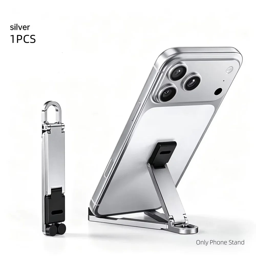 Mini Foldable Keychain Phone Stand | Multi-Angle Desk Holder Phone Stand Babs Silver